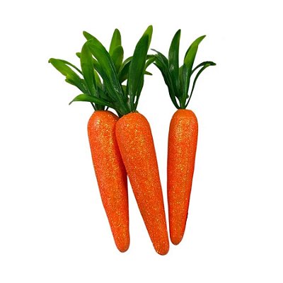 Cenouras Decorativas com Glitter – 20 cm | 3 Unidades