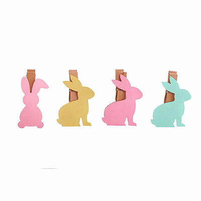 Pregador Decorativo Coelho de Páscoa Cores Pastel – 4 Unidades
