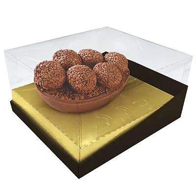 Caixa para Ovo de Páscoa 150g a 350g Elegance 19x17x10cm - Dourado e Marrom – 1 Unidade