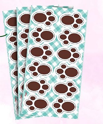Adesivo Grande Patinhas de Coelho Páscoa – 3 Cartelas com 12 Patinhas Cada