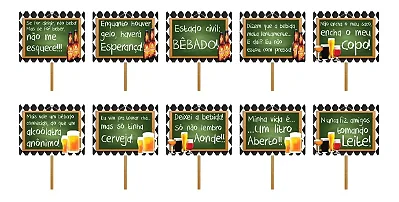 Placas Divertidas Boteco para Chá Bar – 10 Unidades 14x18cm