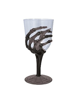 Taça Mão Esqueleto Preta – 18x8cm