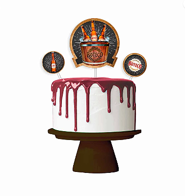 Topo de Bolo Boteco – Kit com 3 Unidades