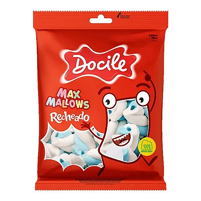 Marshmallow Recheado Azul e Branco Docile Maxmallows – 220 Gramas