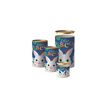 Lata para Doces Rígida “Feliz Páscoa” - Azul – 7x9cm – 1 Unidade