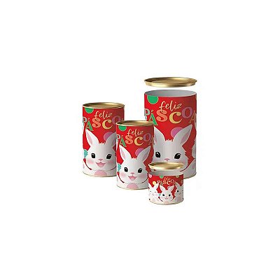 Lata para Doces Rígida “Feliz Páscoa” – Vermelho - 7x9cm – 1 Unidade