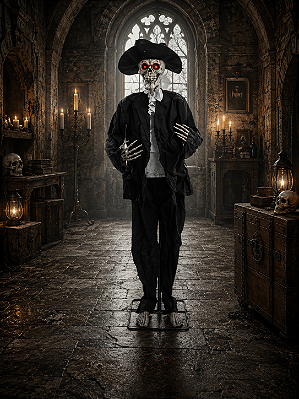 Caveira Esqueleto Teobaldo com Luz Halloween – 1,15m