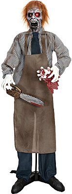 Enfeite Decorativo Halloween Zumbi com Serra Elétrica – 1,70m – Som, Luz e Movimento