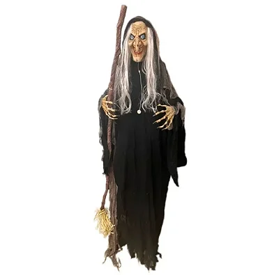 Bruxa em Pé Animada Halloween – 1,82m – Som, Luz e Movimento