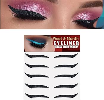 Delineador Adesivo Gatinho Com Glitter - 10 Unidades