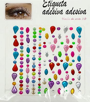 Adesivo Strass 3D Facial Autocolantes – Tamanhos Variados