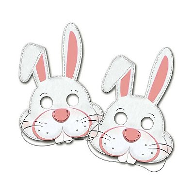 Máscara Coelho da Páscoa de Papel – Kit com 6 Unidades