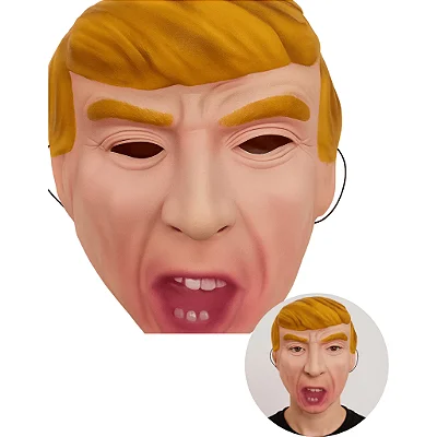 Máscara Trump Presidente dos EUA Fantasia Adulto 27x17cm em EVA