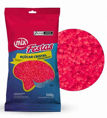 Açúcar Cristal Colorido Rosa 500g – Mix
