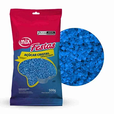 Açúcar Cristal Colorido Azul 500g – Mix