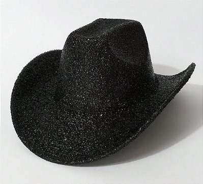 Chapéu Festa Vaqueiro Metálico Brilhante - Preto