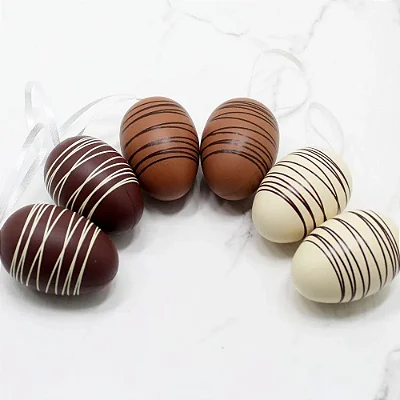 Ovos de Páscoa Decorativos 6cm com Pendente - 6 Unidades
