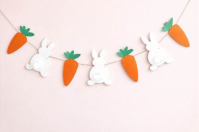 Varal de Papel Coelhos e Cenouras 5 Metros