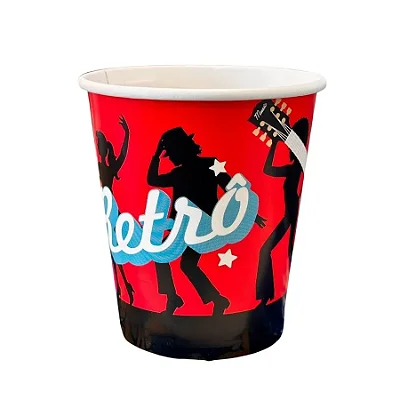 Copo de Papel - Festa Retrô - 200ml - 8 Unidades