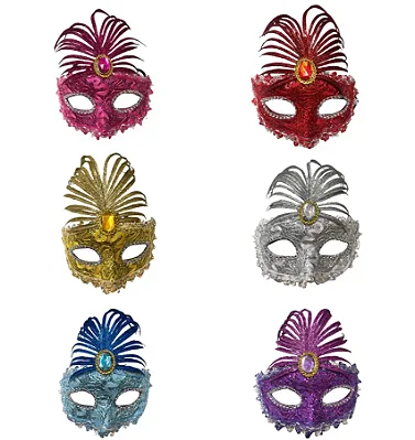 Máscara Carnaval com Glitter Realeza – Fantasia e Decoração | Cores Sortidas | 1 Unidade