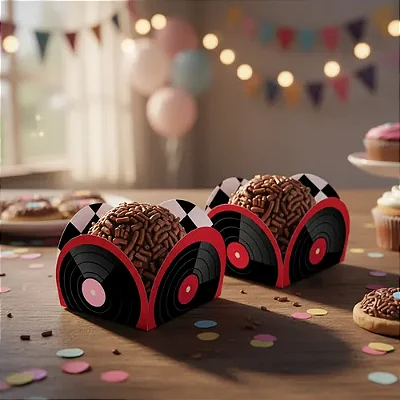 Porta Forminha Para Doces Festa Retrô 3,5x3,5cm - 40 Unidades