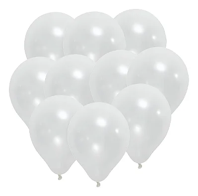 Balão Bexiga Pérola – Cor Branco – 9 Polegadas (23cm) | Pacote com 25 Unidades