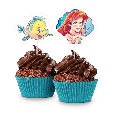 Picks Para Doces Festa Pequena Sereia Ariel 12cm - 8 Unidades