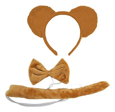 Kit Fantasia Ursinha – Gravata, Tiara e Rabinho