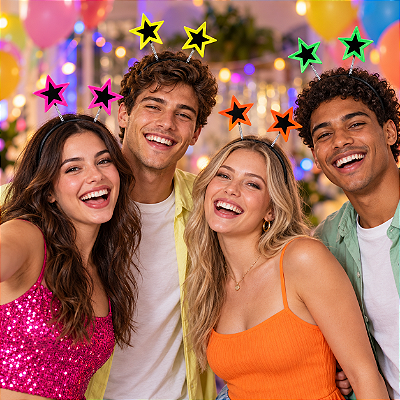 Tiara Estrela Neon – Cores Sortidas – 10 Unidades