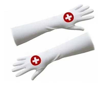 Luva Branca Longa para Fantasia de Enfermeira – Carnaval e Cosplay – 45 x 9 cm