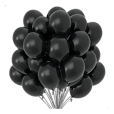 Balão Bexiga Preto - Tamanho 12 Polegadas (30cm) – Pacote com 25 Unidades