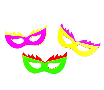 Máscara de Carnaval de Papel Colorido – Sortidas - 6 Unidades