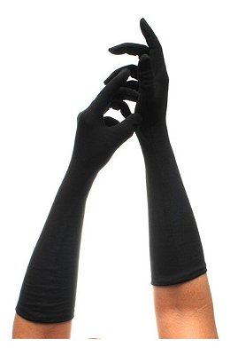 Luva de Cetim para Festa Preto 28cm