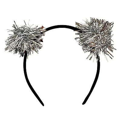 Tiara Pompom Prata Fantasia Carnaval