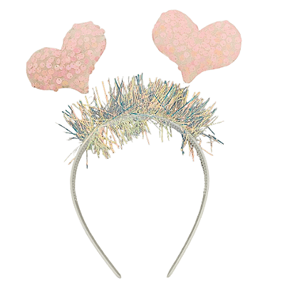Tiara para Festa Coração Rosa – Acessório Decorativo