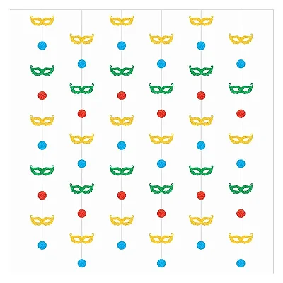 Cortina Decorativa Carnaval Máscaras Coloridas em EVA 200cm