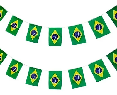 Varal de Bandeiras do Brasil 3,5m com 12 Bandeiras em Poliéster