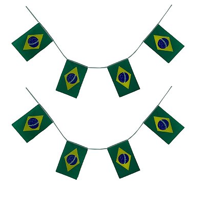 Varal de Bandeirinhas do Brasil 6m – Bandeiras 14x21cm em Poliéster