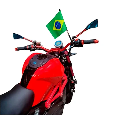 Bandeira do Brasil em Tecido com Suporte para Moto ou Bicicleta 28cm