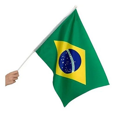 Bandeira do Brasil com Haste 30x45cm – Poliéster com Cores Vibrantes