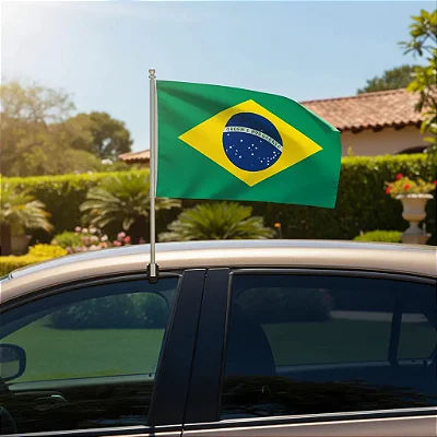 Bandeira do Brasil para Janela de Carro com Suporte 29x44cm – Poliéster