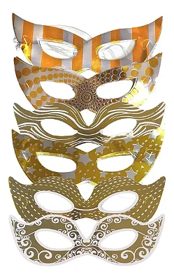 Máscaras Tiazinha de Papel Metalizado – Kit com 12 Unidades Sortidas