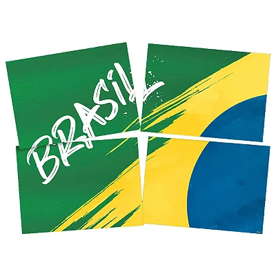 Painel Decorativo Brasil 4 Lâminas 1,28m x 90cm – Tema Futebol