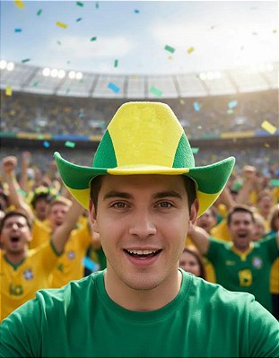 Chapéu Cowboy Brasil Verde e Amarelo – Acessório para Torcida e Festas