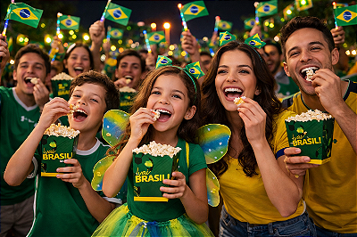 Caixa para Pipoca Vai Brasil Copa do Mundo – Papel Couchê | 10 Unidades