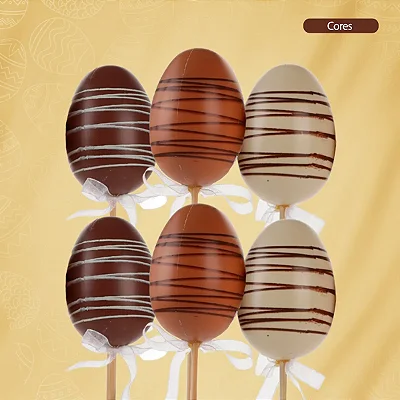 Ovos de Páscoa Pequenos em Isopor no Palito 25cm – Kit com 6 Unidades para Decoração