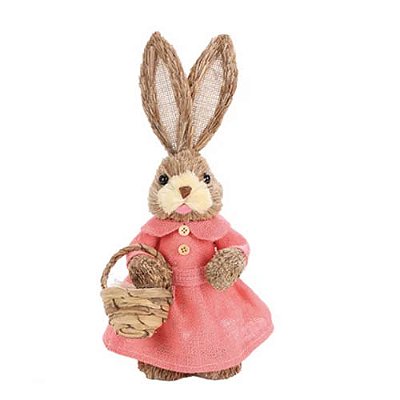 Coelho da Páscoa em Palha 35cm - Rosa