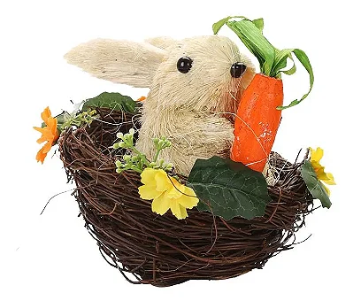 Enfeite de Páscoa Coelho com Cenoura 15cm – Decoração Rústica e Charmosa