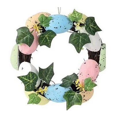 Guirlanda de Páscoa com Ovos Coloridos 21cm – Enfeite Decorativo