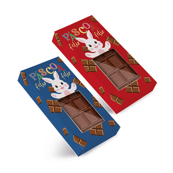 Caixa Tablete com Visor Felicita Composê 15x6cm – Kit com 2 Unidades para Chocolate 250g